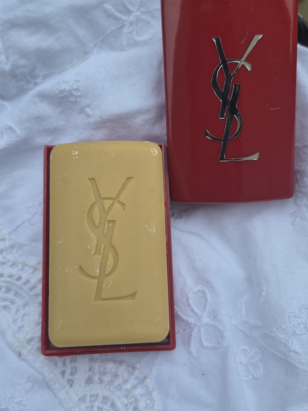 : Vintage Yves Saint Laurent Pour Homme Bath Soap Bar with Red Case - Unused